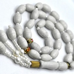 Al Hasana White Amber Tasbih – 33 Islamic Prayer Beads