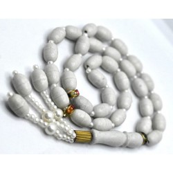 Al Hasana White Amber Tasbih – 33 Islamic Prayer Beads