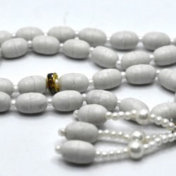 Al Hasana White Amber Tasbih – 33 Islamic Prayer Beads