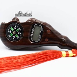 LED Digital Finger Tasbih – Dark Brown Wood Texture