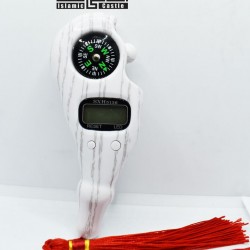LED Digital Finger Tasbih – White Wood Texture