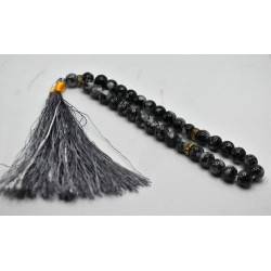 Classic Black Marble Tasbih – Islamic Prayer Beads (10mm Round) 33 Grains