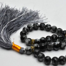 Classic Black Marble Tasbih – Islamic Prayer Beads (10mm Round) 33 Grains