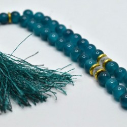 Dark Blue Marble Tasbih – 33 Round Prayer Beads (10mm)