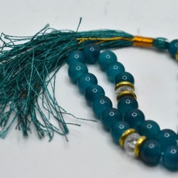 Dark Blue Marble Tasbih – 33 Round Prayer Beads (10mm)