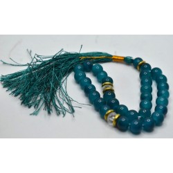 Dark Blue Marble Tasbih – 33 Round Prayer Beads (10mm)