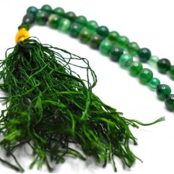 Dark Green Marble Tasbih – 33 Round Prayer Beads (10mm)