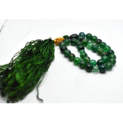 Dark Green Marble Tasbih – 33 Round Prayer Beads (10mm)