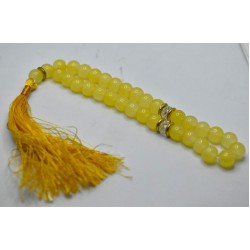 Light Yellow Marble Tasbih – 33 Beads Islamic Prayer Beads (10mm)