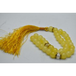 Light Yellow Marble Tasbih – 33 Beads Islamic Prayer Beads (10mm)