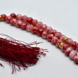 Red and Silver Marble Tasbih – 33 Islamic Prayer Beads (10mm)