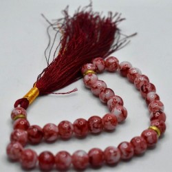 Red and Silver Marble Tasbih – 33 Islamic Prayer Beads (10mm)