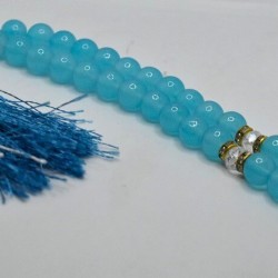 Sky Blue Marble Tasbih – 33 Beads (20mm Round)