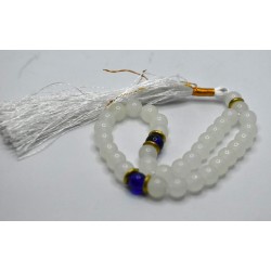 White Marble Tasbih – 33 Beads (10mm Round)