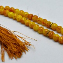 Yellow & Light Brown Marble Tasbih – 33 Beads (10mm)