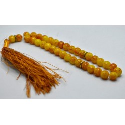 Yellow & Light Brown Marble Tasbih – 33 Beads (10mm)