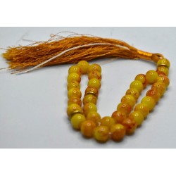 Yellow & Light Brown Marble Tasbih – 33 Beads (10mm)