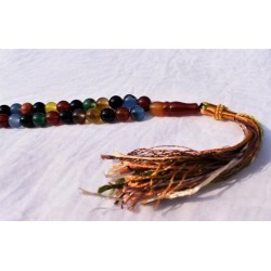 Multi-Color Aqeeq (Carnelian) Tasbih – 100 Beads, 8mm Islamic Prayer Beads