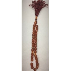 Red Carnelian (Aqeeq) Oval Tasbih – 33 Prayer Beads (12mm)
