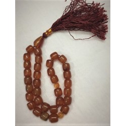 Red Carnelian (Aqeeq) Oval Tasbih – 33 Prayer Beads (12mm)