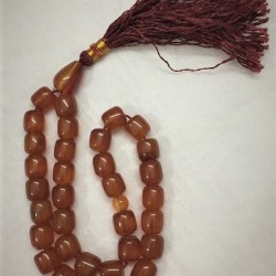 Red Carnelian (Aqeeq) Oval Tasbih – 33 Prayer Beads (12mm)