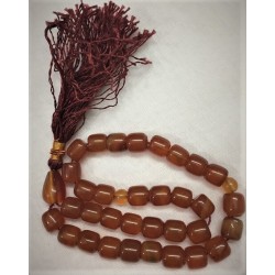 Red Carnelian (Aqeeq) Oval Tasbih – 33 Prayer Beads (12mm)