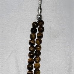 Real Brown Marble Tasbih – 33 Prayer Beads (10mm)