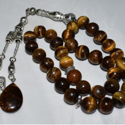 Real Brown Marble Tasbih – 33 Prayer Beads (10mm)