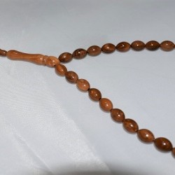 Natural Kuka Wood Tasbih – 33 Oval Prayer Beads (9/8mm)