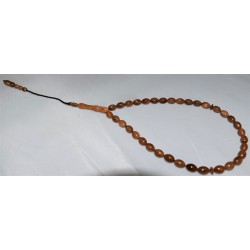 Natural Kuka Wood Tasbih – 33 Oval Prayer Beads (9/8mm)