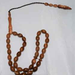 Natural Kuka Wood Tasbih – 33 Oval Prayer Beads (9/8mm)
