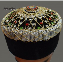 Fancy Hard Black Jewel Cap | فینسی سخت سیاہ جواہری ٹوپی