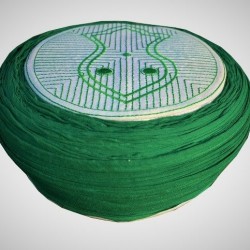 Handmade Green Nalain Imama Hat 7 Meters Green Wrapping on White Cap