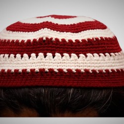 Prayer Wool Knit Cap Red White Lines