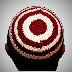 Prayer Wool Knit Cap Red White Lines