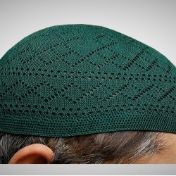 Prayer Cotton Knit Cap – Dark Green | ڈارک گرین نمازی کاٹن نِٹ ٹوپی