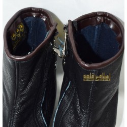 High Quality Leather Socks – Black Khuffs with Fleece Lining | اعلیٰ معیار کی سیاہ لیدر خف فلیس لائننگ کے ساتھ