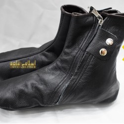 High Quality Leather Socks – Black Khuffs with Fleece Lining | اعلیٰ معیار کی سیاہ لیدر خف فلیس لائننگ کے ساتھ