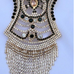 Green and White Pearls Nalain Sharif Very Large Badge