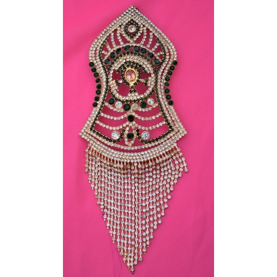 Green and White Pearls Nalain Sharif Very Large Badge