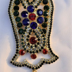 New Green Dominated Pearls Nalain Sharif Large Badge