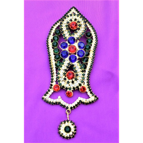 New Green Dominated Pearls Nalain Sharif Large Badge