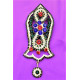 New Green Dominated Pearls Nalain Sharif Large Badge