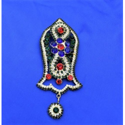 New Green Dominated Pearls Nalain Sharif Large Badge