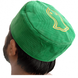 Kufi Nalain Cap Green Sufi Muslim Hat | سبز نعلین مبارک کُفی صوفی ٹوپی