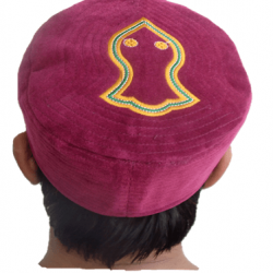 Kufi Nalain Cap – Maroon Sufi Muslim Hat | عنابی نعلین شریف کُفی ٹوپی