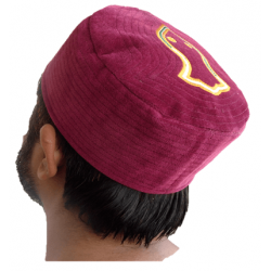 Kufi Nalain Cap – Maroon Sufi Muslim Hat | عنابی نعلین شریف کُفی ٹوپی