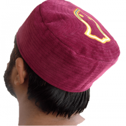 Kufi Nalain Cap – Maroon Sufi Muslim Hat | عنابی نعلین شریف کُفی ٹوپی