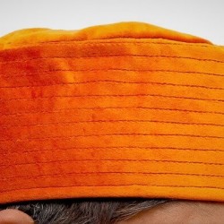 Kufi Nalain Cap – Orange Sufi Muslim Hat | نارنجی نعلین شریف کُفی ٹوپی