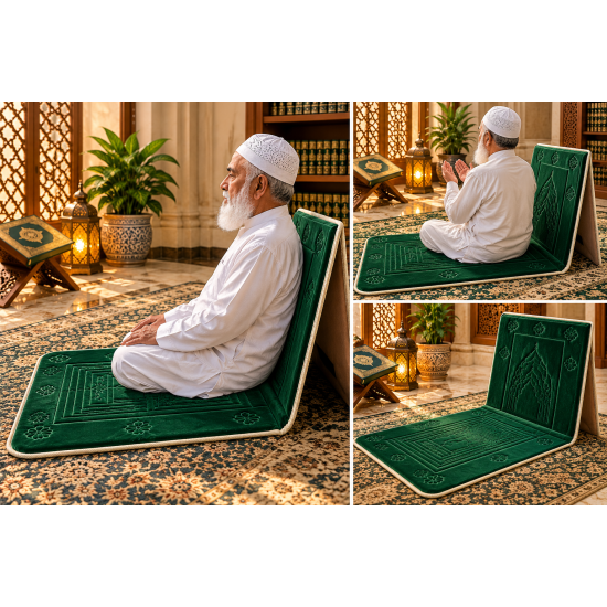 Foldable Padded Prayer Mat with Back Support